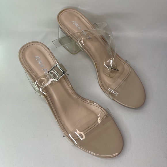 Clear Opened-Toe Block Heels - Picture 2 of 7